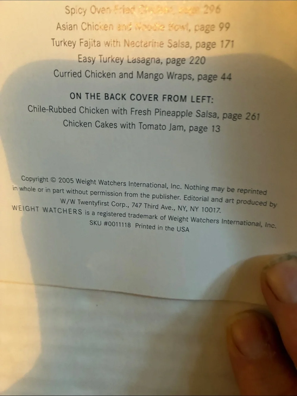 Weight Watchers Chicken Cookbook - Yellow & Blue Cover